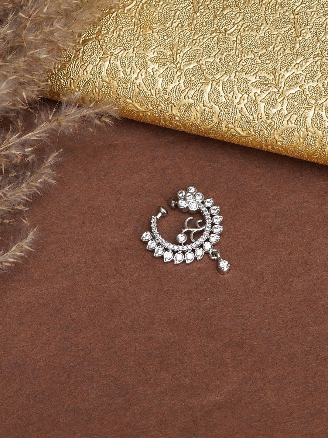 Buy Mali Fionna Silver Plated Stones Studded Nose Ring -  - Accessories for Women