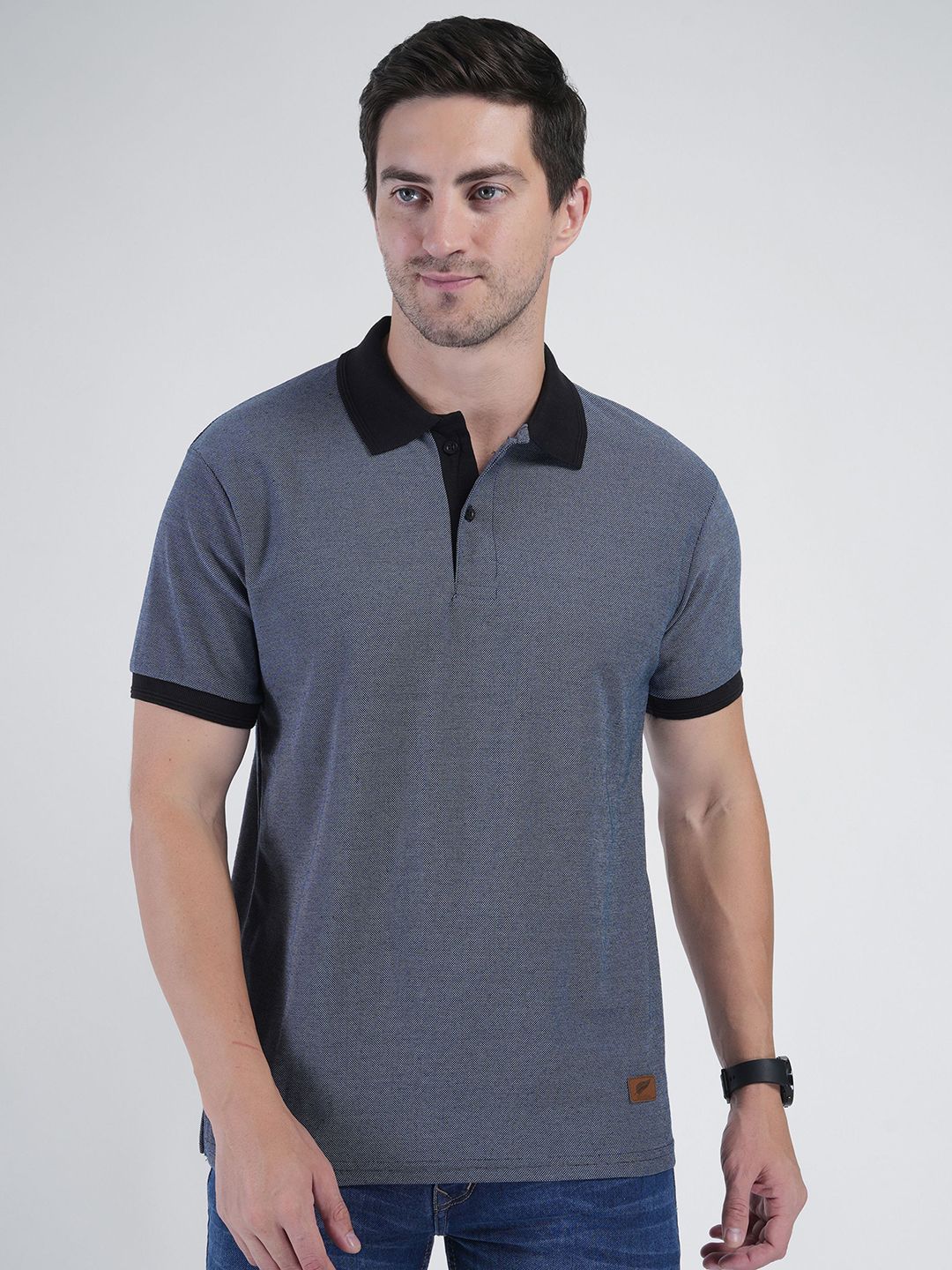 Polo Plus Men Bio Finish Solid Polo Collar Cotton T-shirt