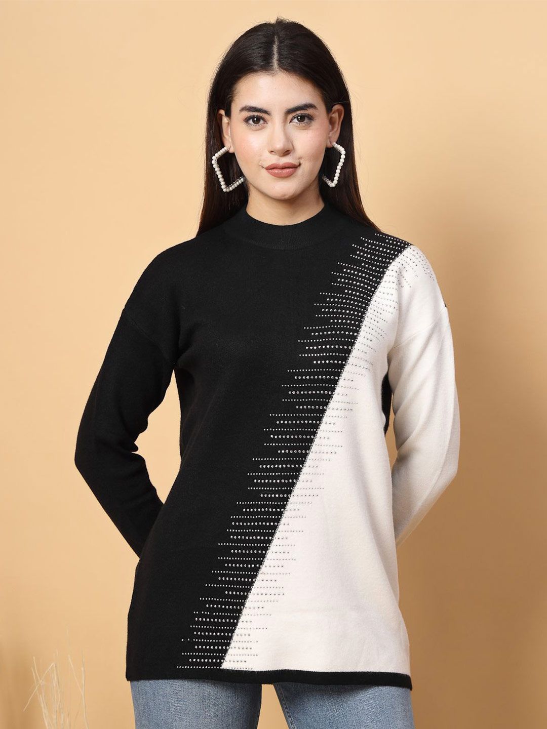Mafadeny Women Abstract Printed Round Neck Top
