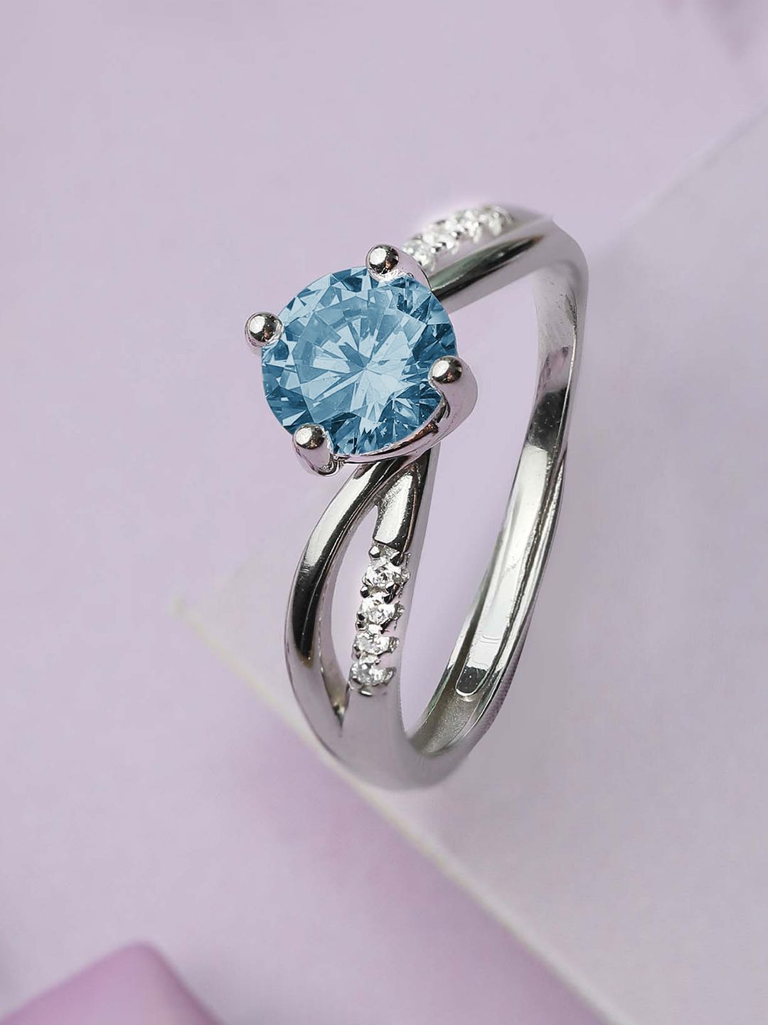Buy Zavya 925 Sterling Silver Rhodium Plated CZ Studded Adjustable Finger Ring -  - Accessories for Women