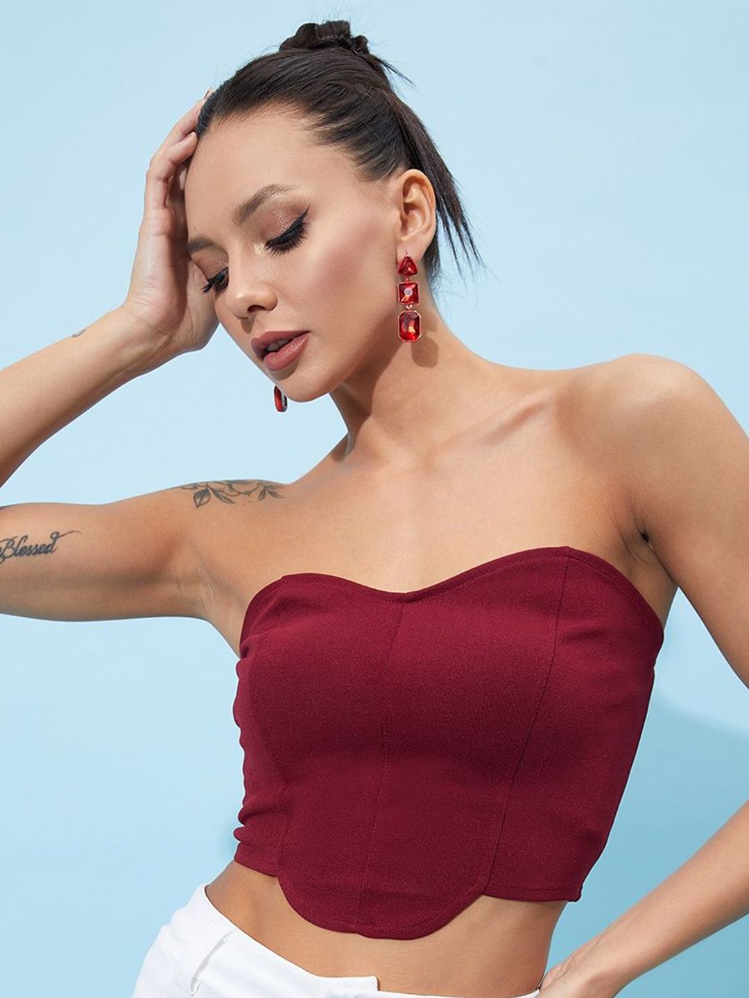 Athena Women Solid Strapless Top