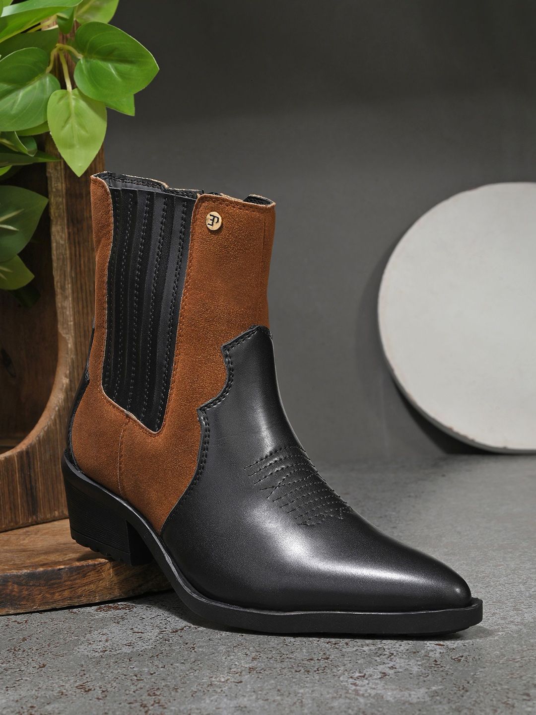 Buy El Paso Women Pointed Toe Block Heeled Casual Chelsea Boots -  - Footwear for Women