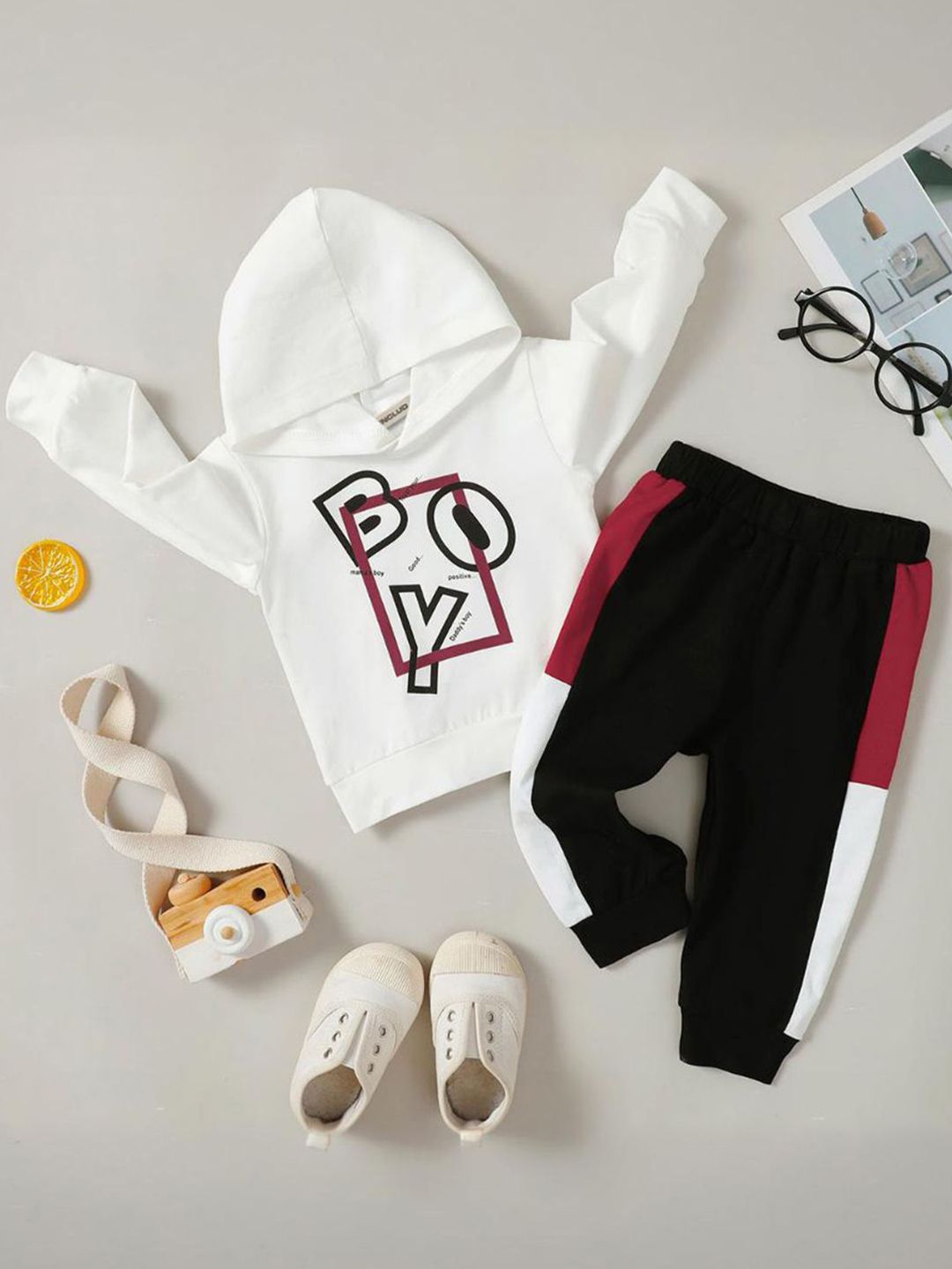 INCLUD Boys Printed Long Sleeves Trousers Hooded Clothing Set