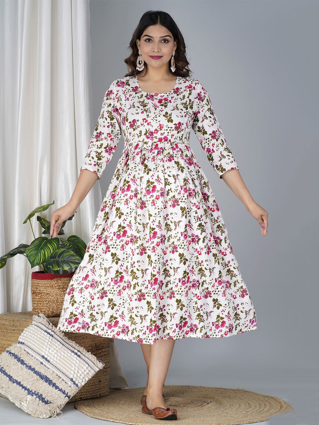TANISHA  Women's Floral Printed  Maternity Fit & Flare Dress