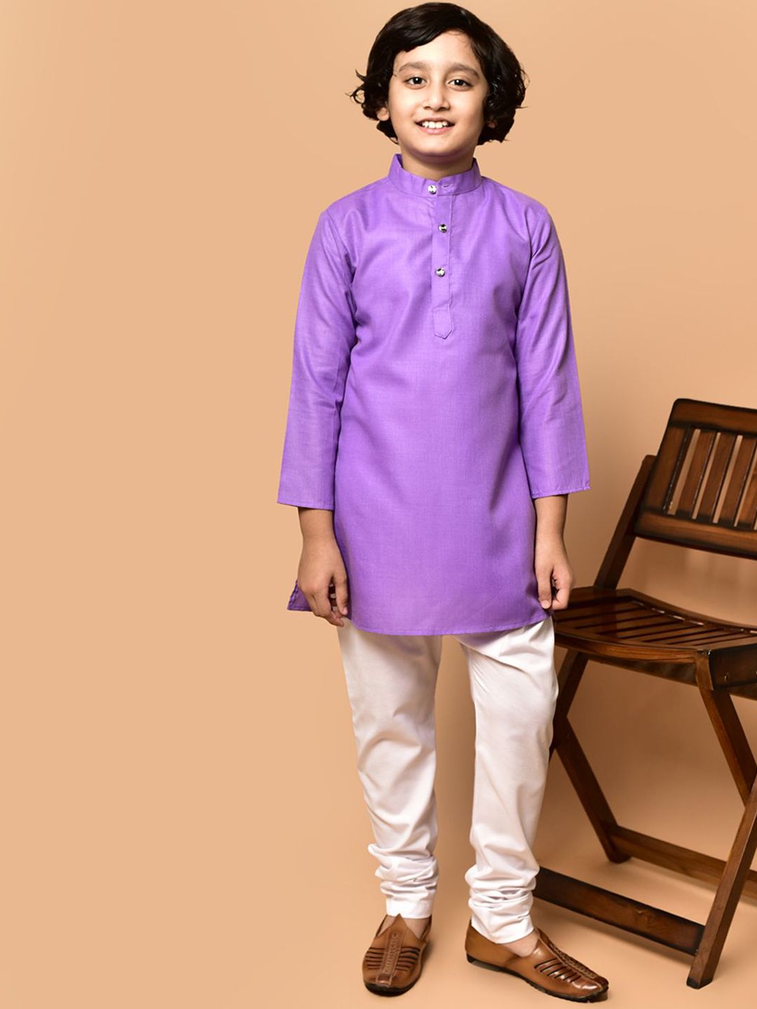 PRINTCULTR Boys Band Collar Cotton Straight Kurta