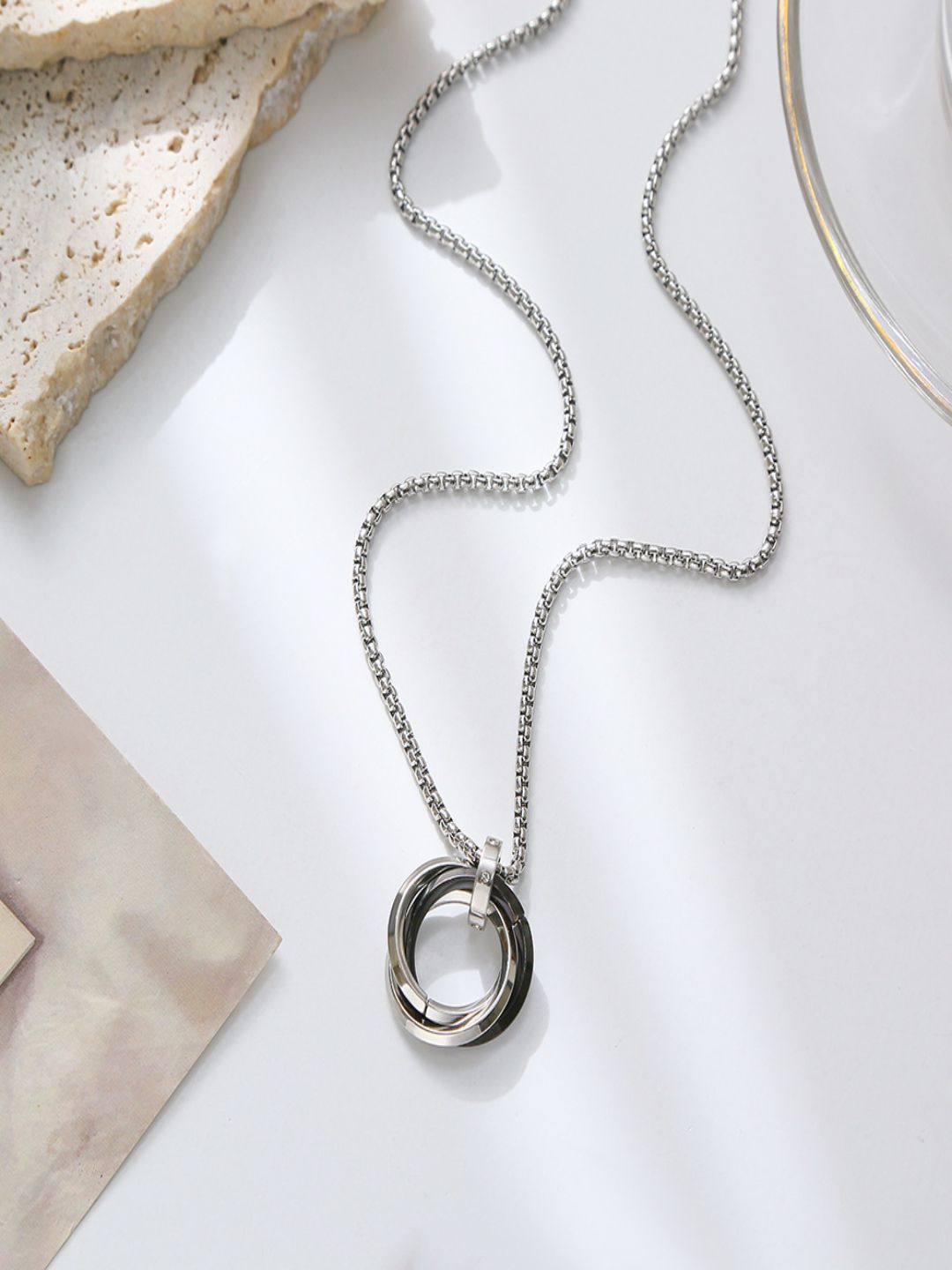 Buy AQUASTREET Unisex Silver Plated Stainless Steel Antitarnish Tri Circle Pendant Chain -  - Accessories for Unisex