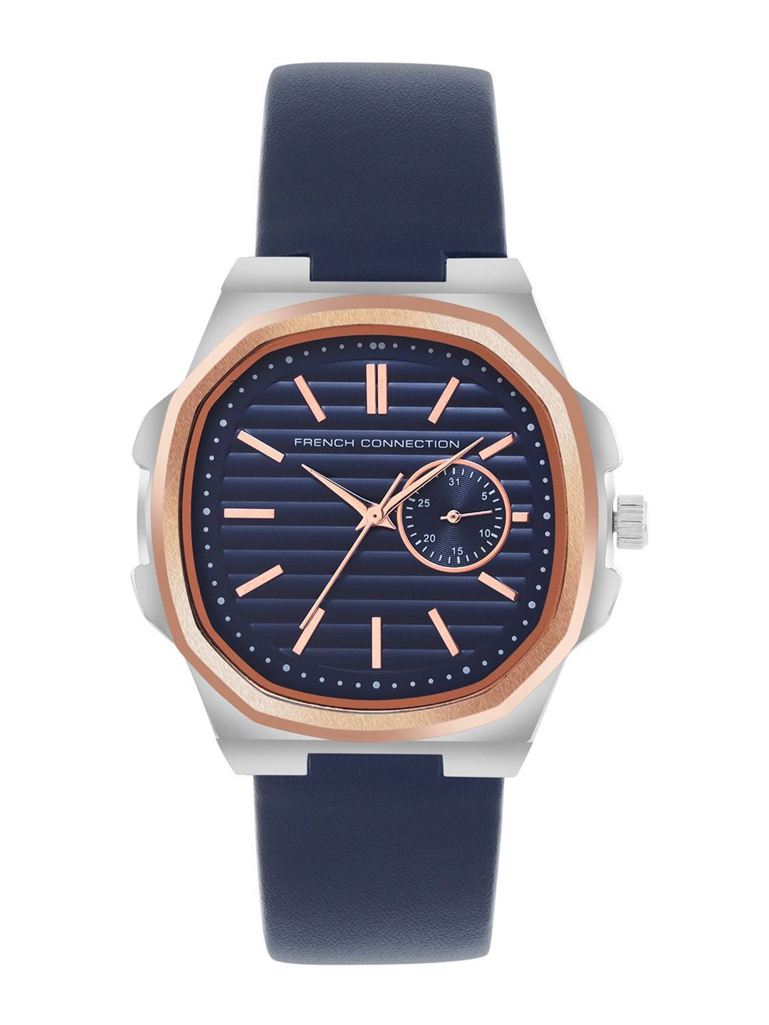 French Connection Men Classique Quadro Dial & Leather Straps Analogue Watch-FCB1UL-U