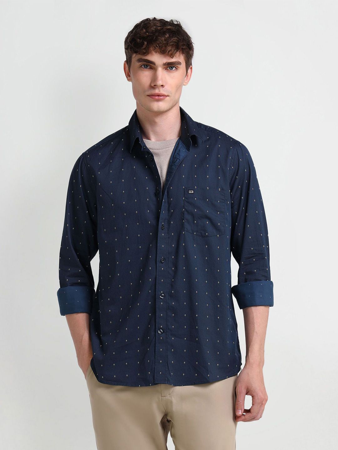 Arrow Sport Men Classic Spread Collar Micro Ditsy Printed Cotton Casual Shirt