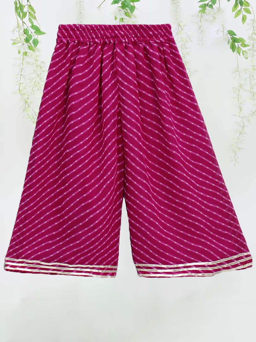 Girls Printed Shoulder Straps Gotta Patti Anarkali Kurti with Palazzos 3