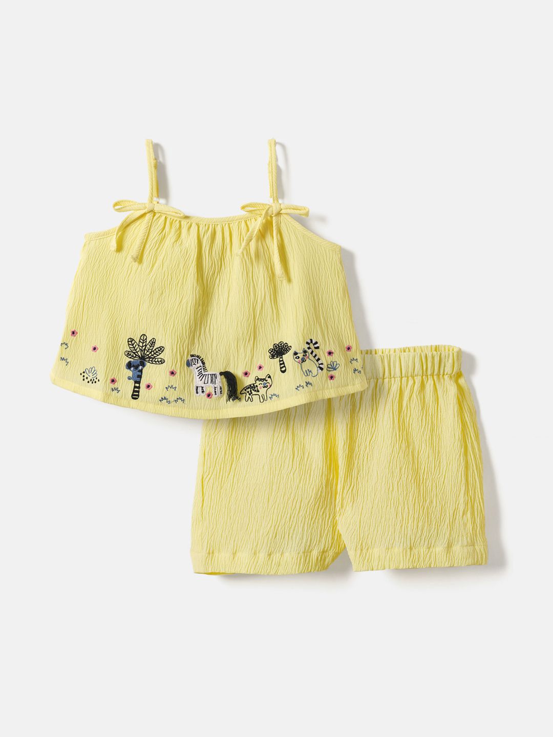 Yellow Jungle Embroidered Clothing Set for Girls 2