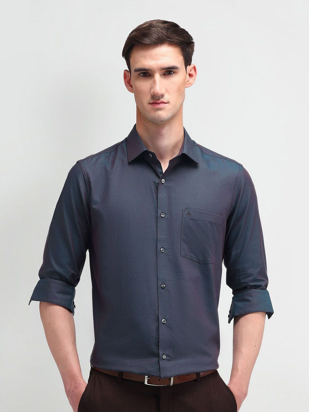 Arrow Men Classic Spread Collar Solid Cotton Formal Shirt