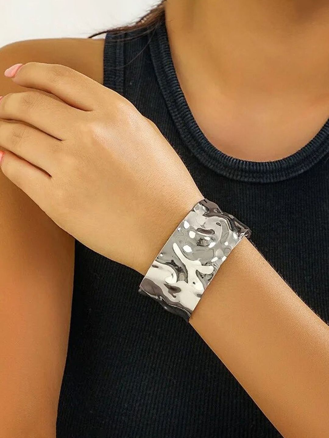 Jewels Galaxy Silver Plated Cuff Bracelet