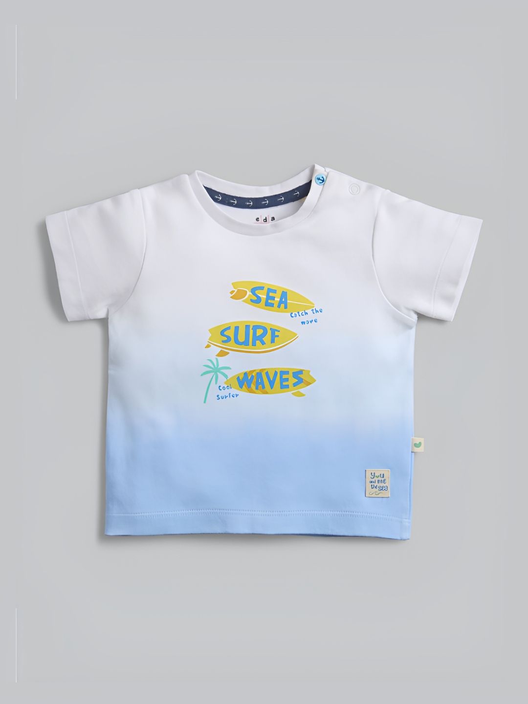 Ed-a-Mamma Baby Boys Bio Finish Typography Printed Round Neck Cotton T-shirt