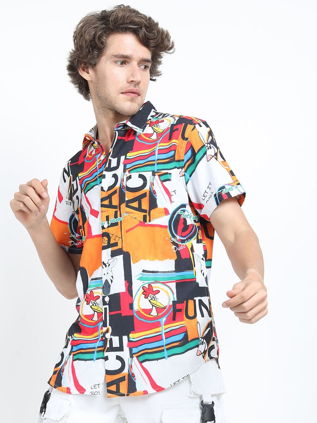 LOCOMOTIVE Men Premiums Printed Casual Slim Fit Shirt