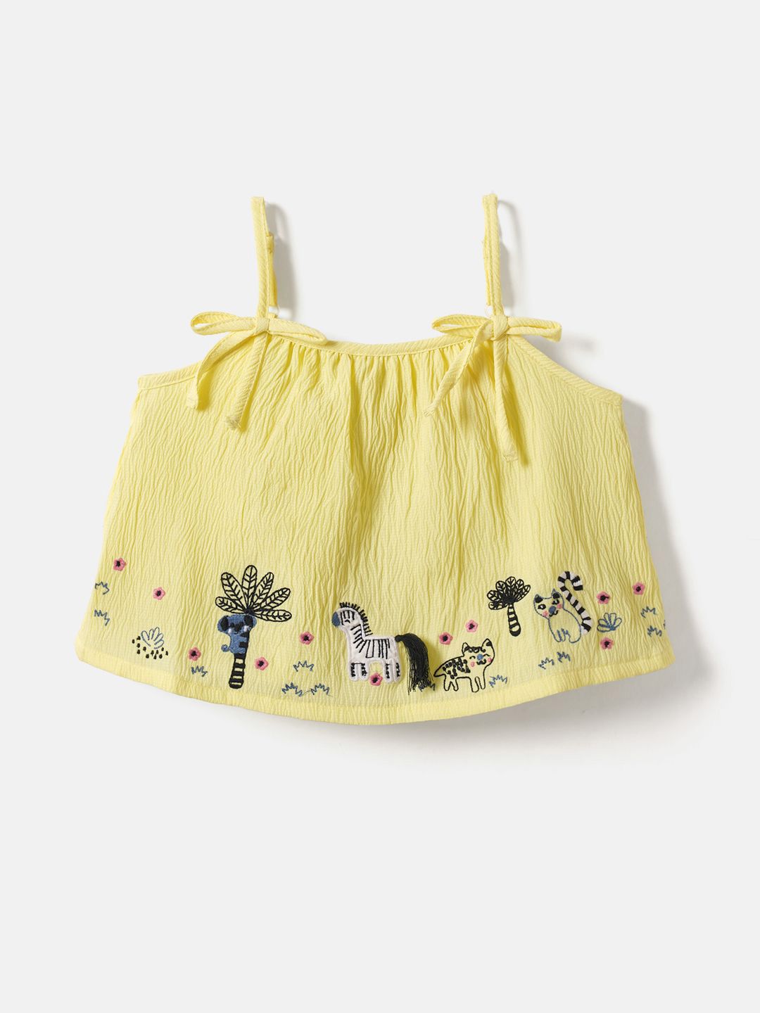 Yellow Jungle Embroidered Clothing Set for Girls 4