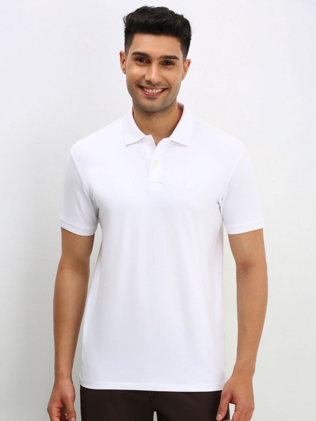 Allen Solly Men Solid Polo Collar Cotton T-shirt
