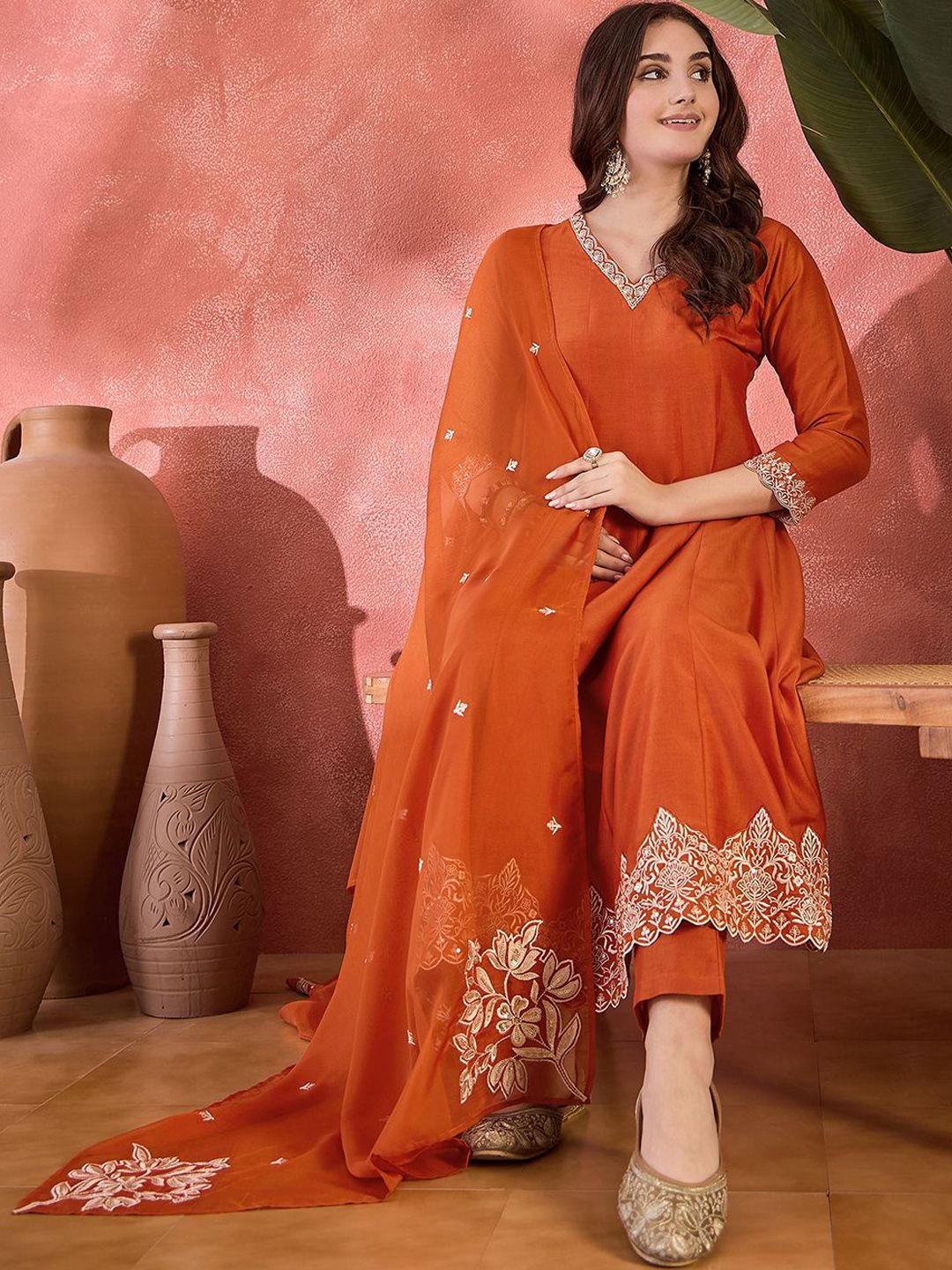 Sequence Embroidered Kurta Pant With Dupatta 7