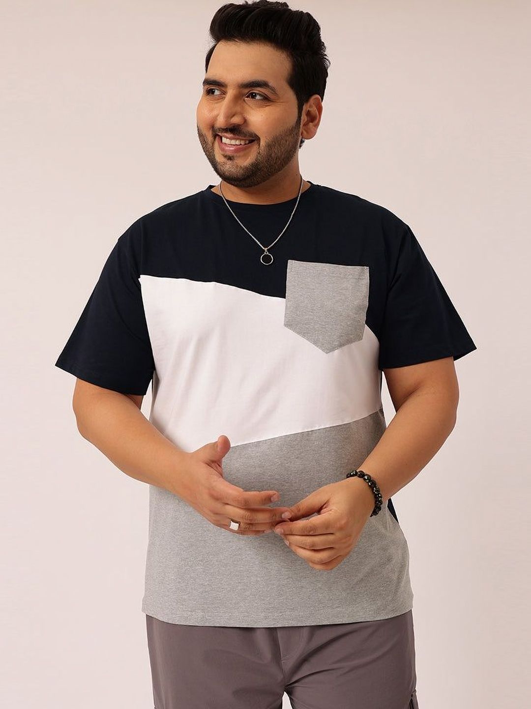 Toodle Plus Men Plus Size Colourblocked T-Shirt