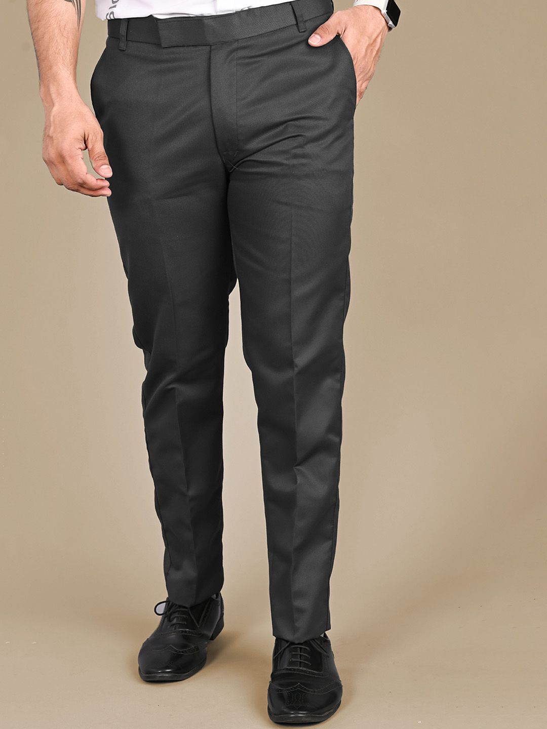 MANCREW Men Slim Fit Pleated Formal Trousers