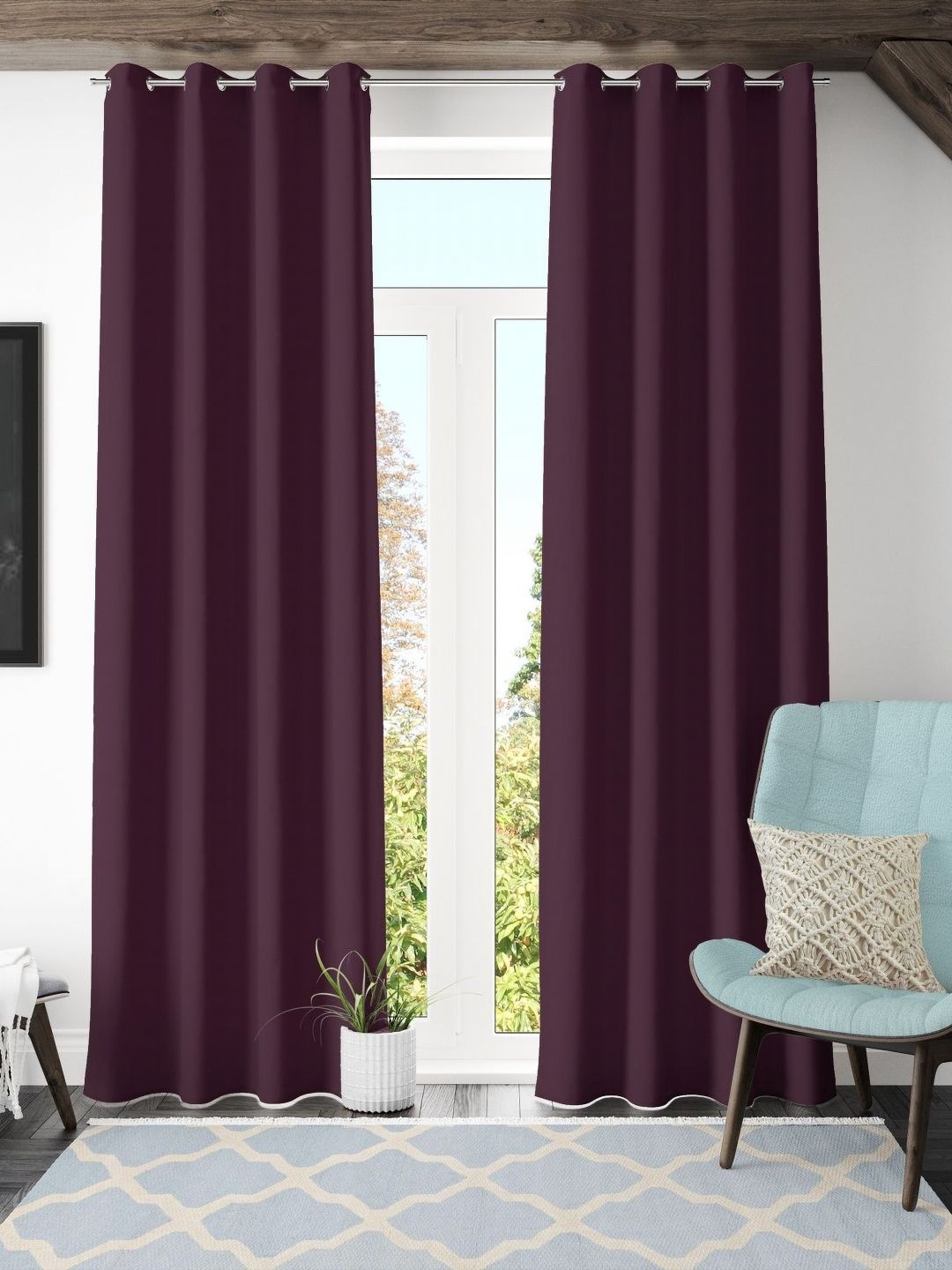Galaxy Home Decor Brown 2 Pieces Black Out Door Curtain