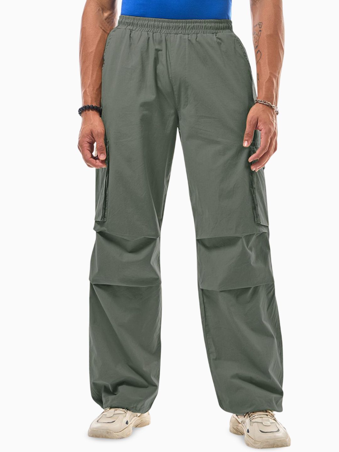 SZN Men Relaxed Fit High-Rise Flat-Front Cargos
