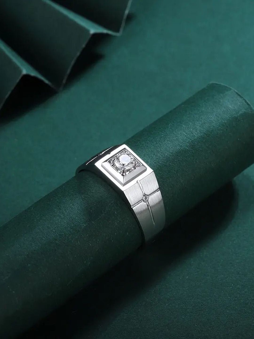 MEENAZ Silver-Plated American Diamond StuddedFingerRing