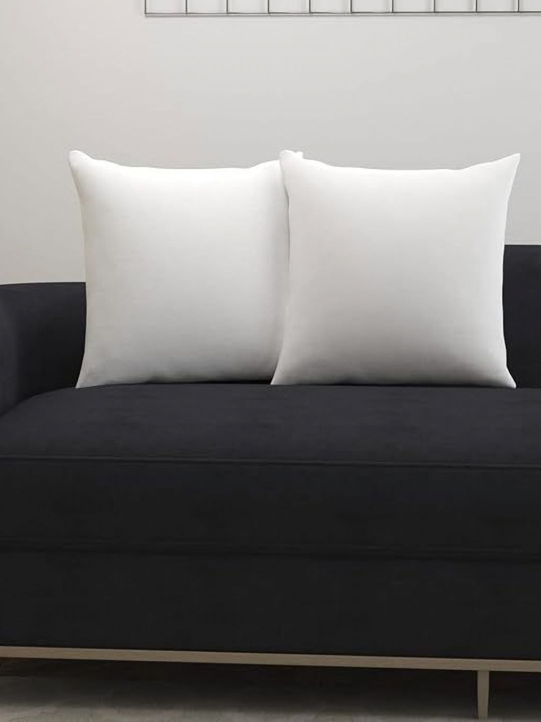 MORADO 2-Pcs White Pure Cotton Square Soft Breathable Fluffy & Comfortable Cushions