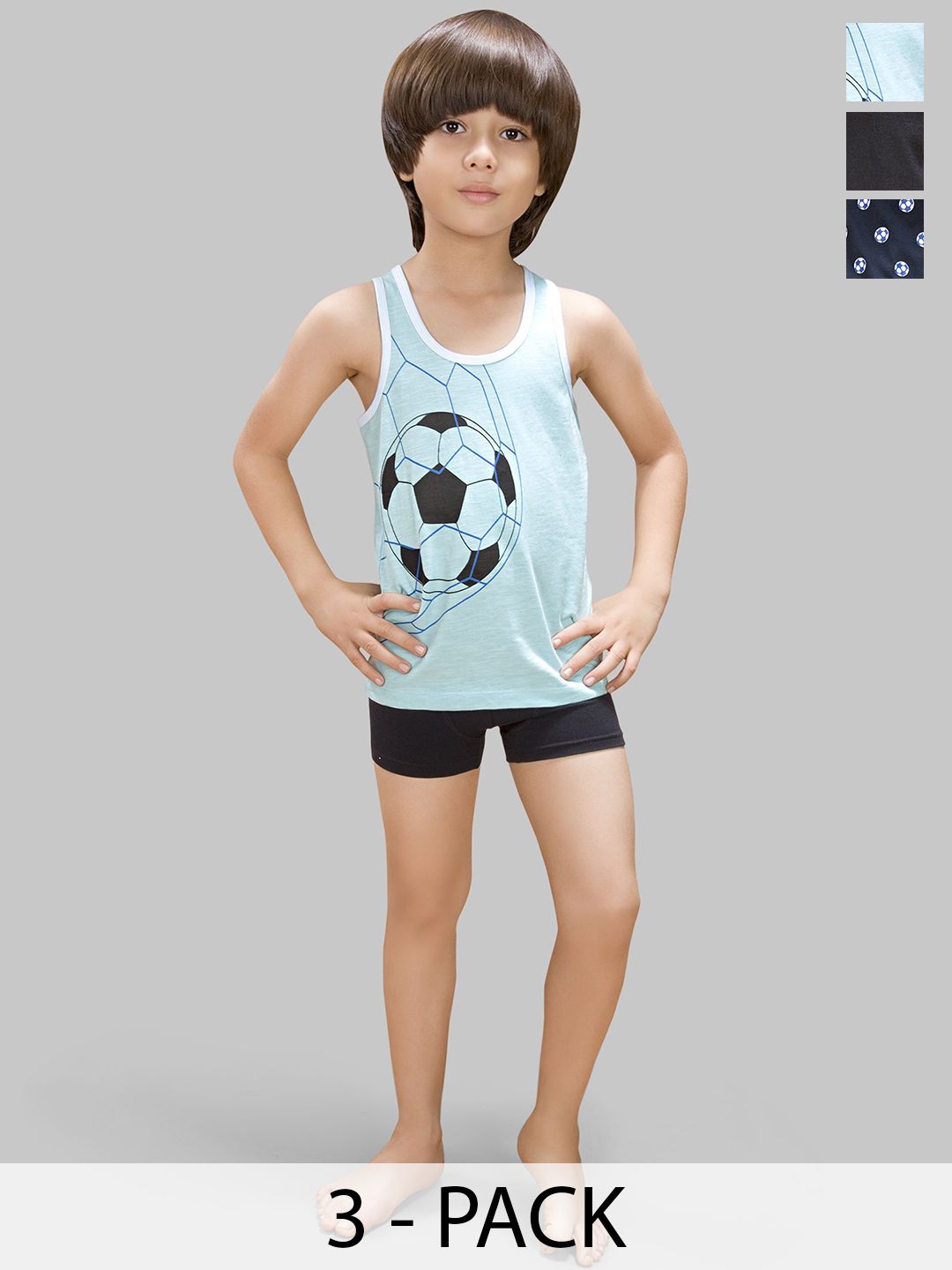 TRESNOVA Boys Pack Of 3 Pure Cotton Innerwear Vests with Anti-Microbial Technology