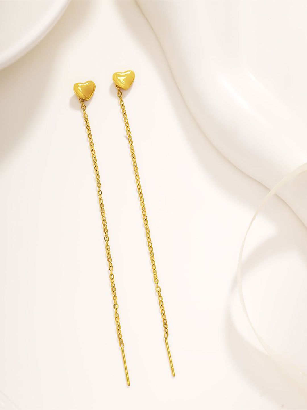 Estailo fashion Alloy Gold-Plated Heart Shaped Drop Earrings
