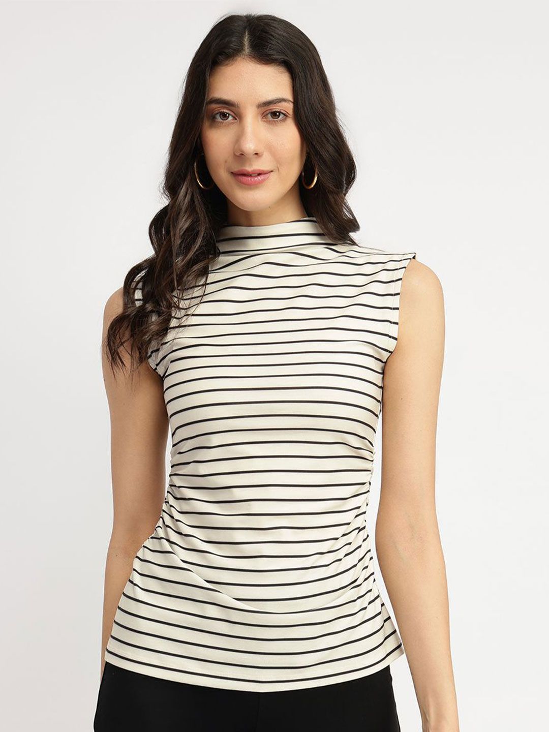 FABLE STREET Striped White Top