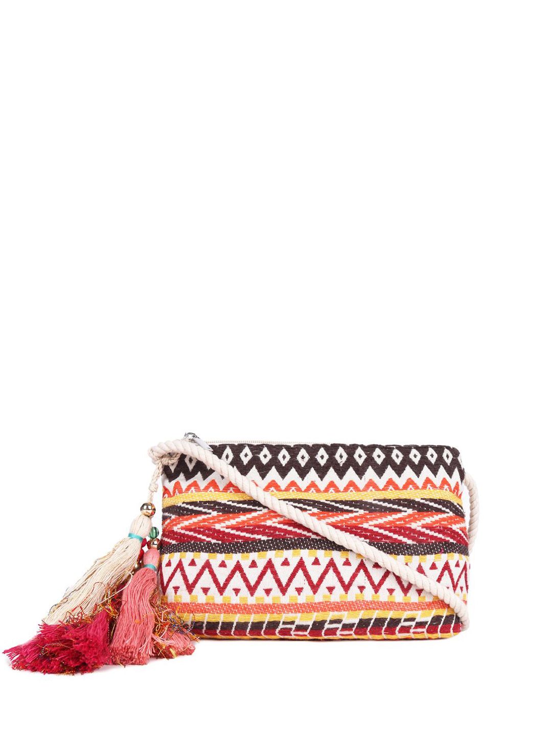 ASTRID Women Textured Structured Sling Bag with Tasselled