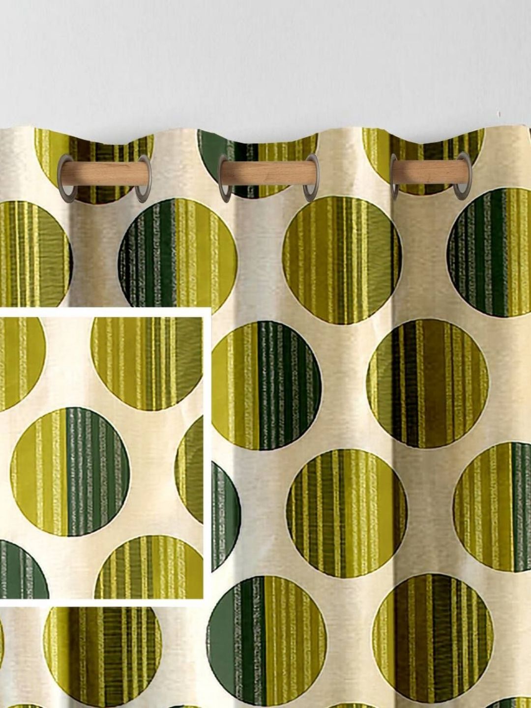 Buy Aura Green & Beige 2 Pieces Geometric Printed Long Door Curtain -  - Home for Unisex