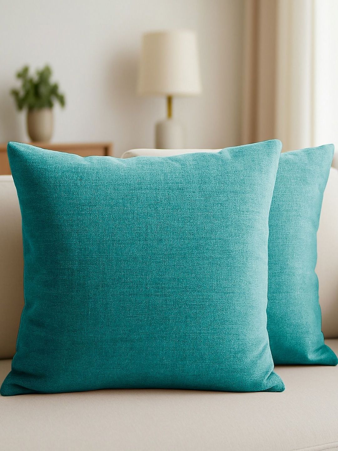 CASABLEU Premium Baker Teal 2 Pieces Square Cushion Covers