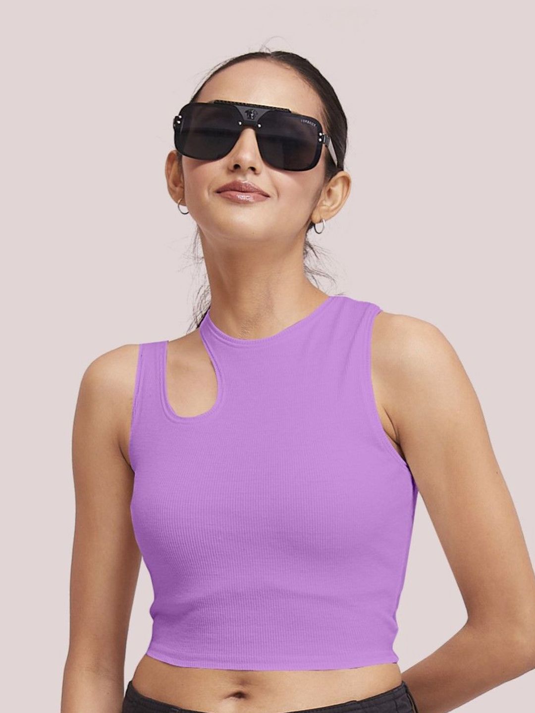 The Cloth Crow Cut Out Detail Fitted Crop Top