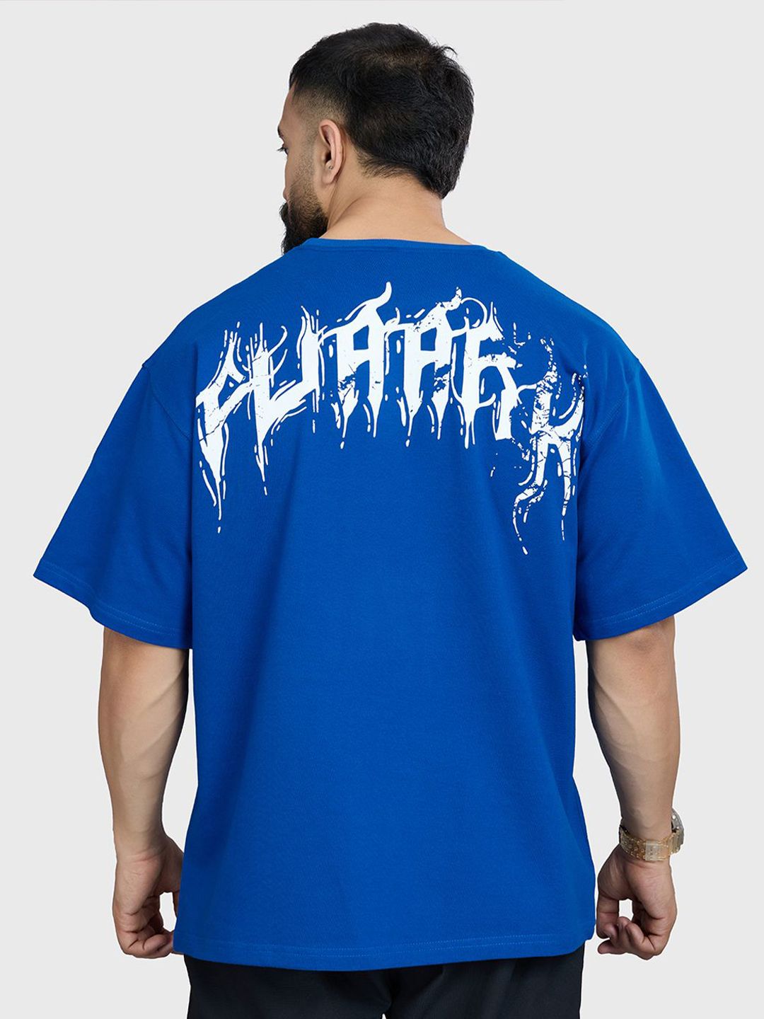 FUAARK Mens Ignite Sleeves Gym Workout Tshirt Printed Cotton Oversized Fit T-shirt