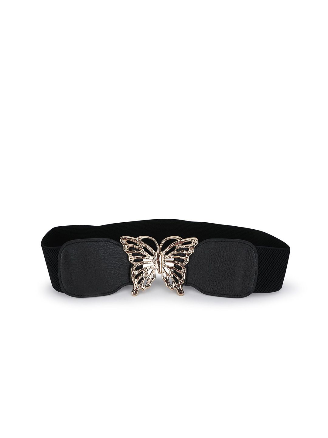 MICHAEL KOVLIN Women Sea Horse Look Corset Broad Black Gold Belt