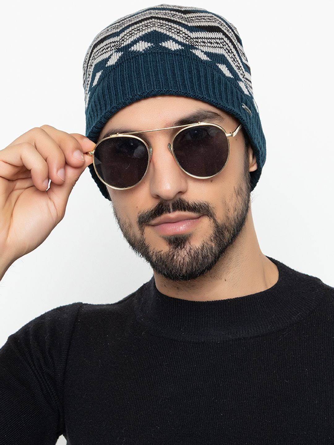 Amoldo Unisex Printed Woollen Beanie