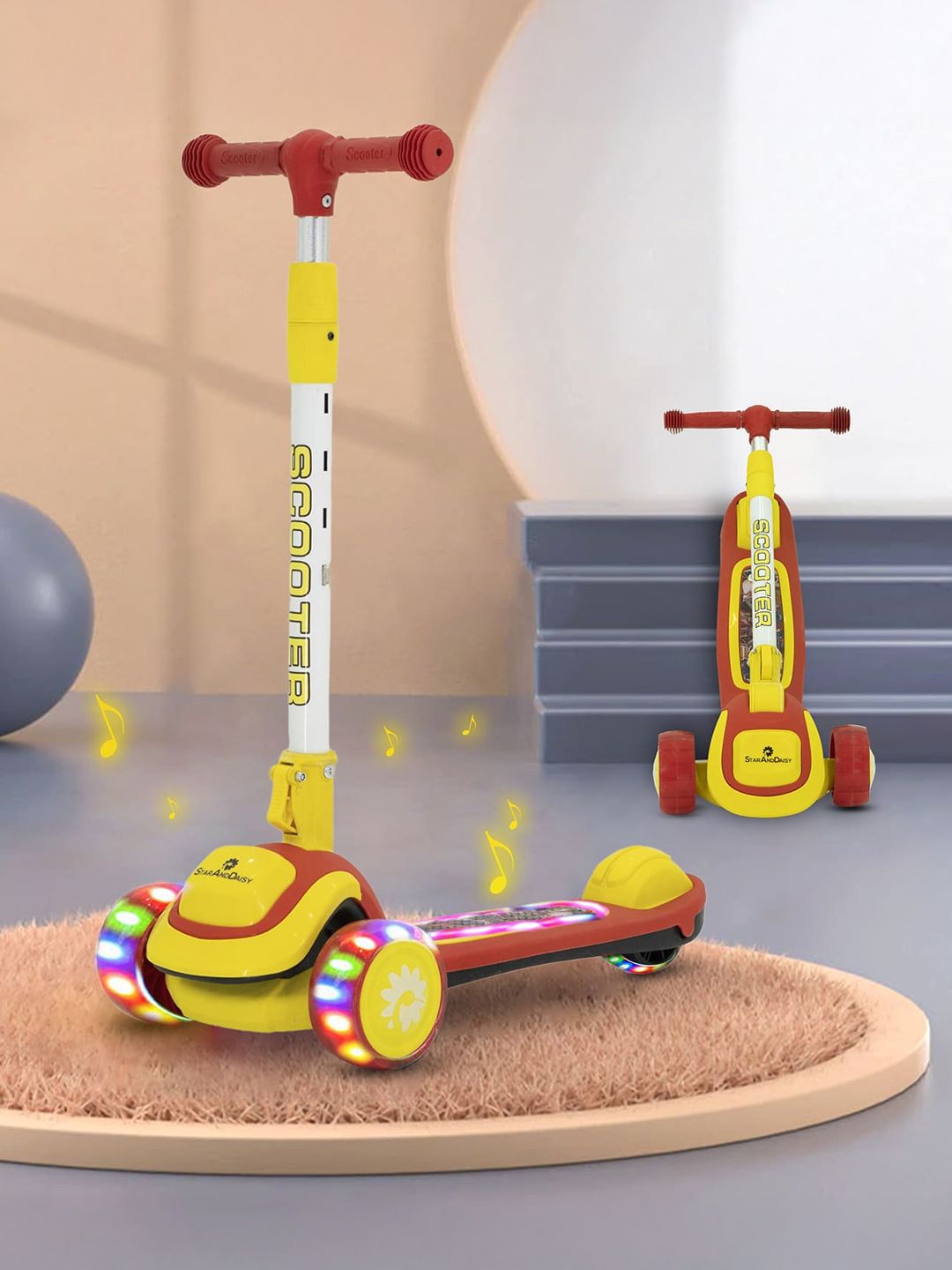 StarAndDaisy Kids Kick Scooter with LED Wheels & Foldable Adjustable Handle