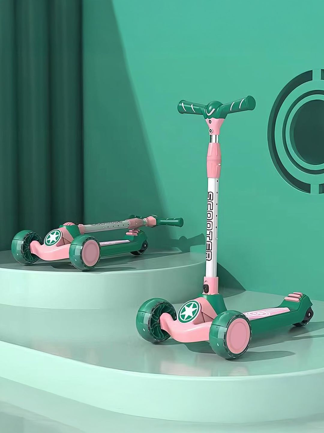 StarAndDaisy Kids Kick Scooter with LED Wheels & Foldable Adjustable Handle