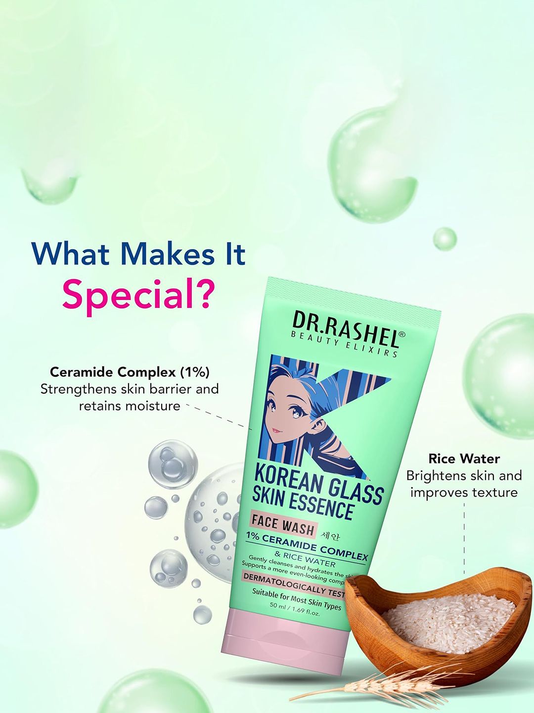 DR.RASHEL Korean Glass Skin Essence Facewash- 50 ml