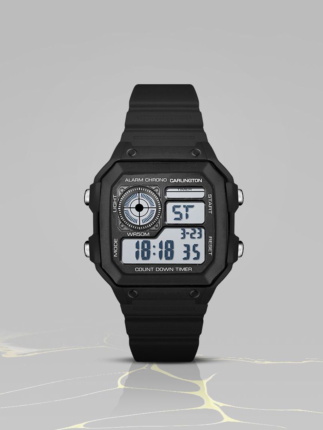 CARLINGTON Unisex Dial & Straps Digital Multi Function Watch Endurance 9079 Black