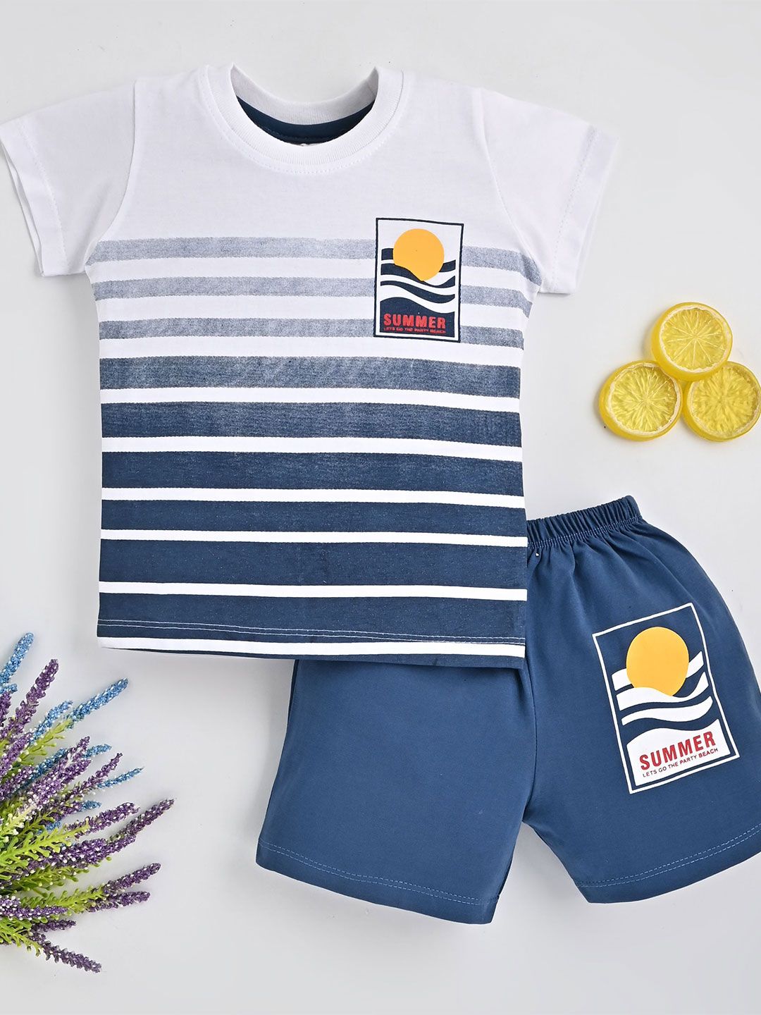 KIDSCUTE Boys Printed Short Sleeves Pure Cotton T-shirt With Shorts