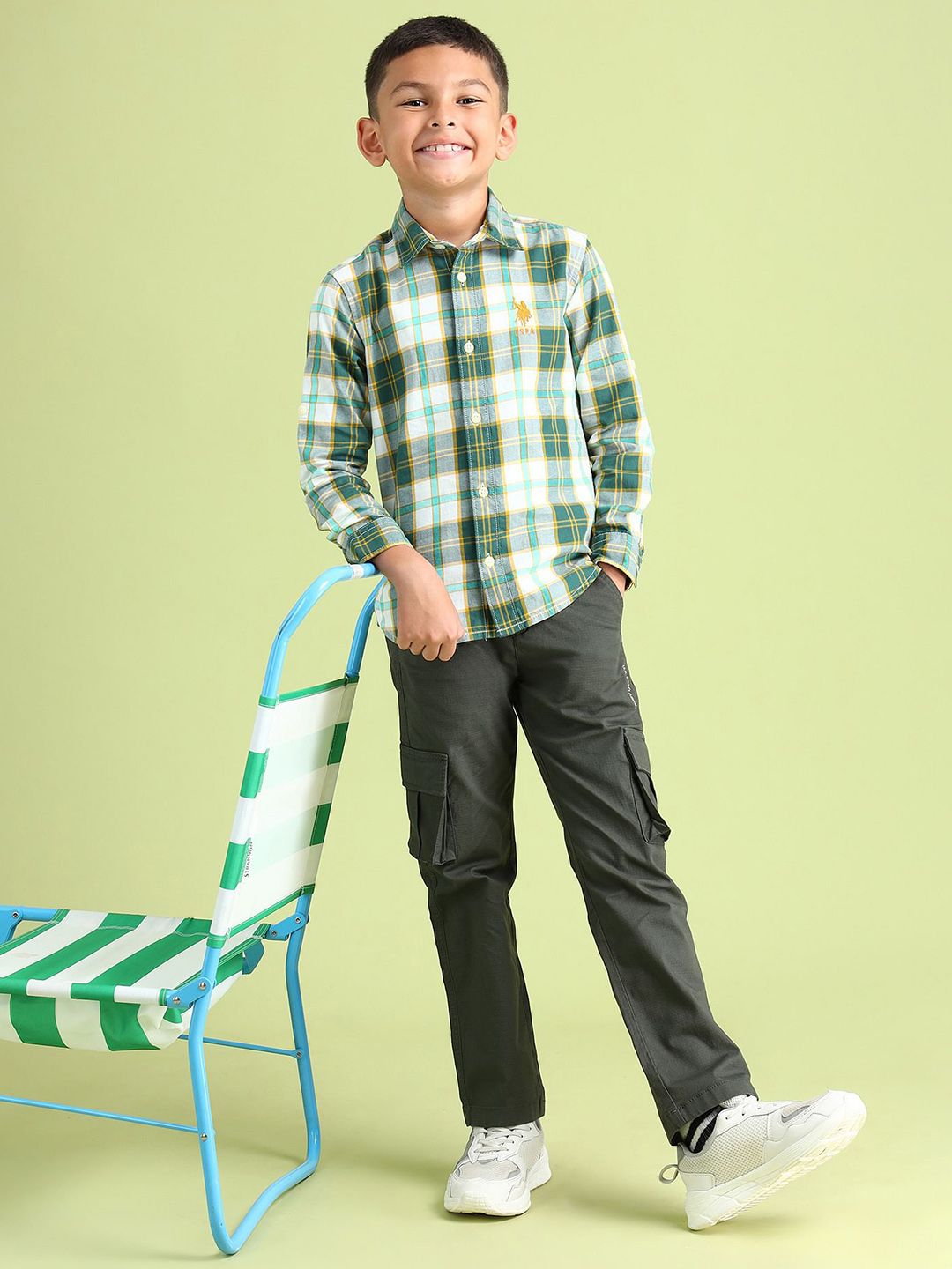 U.S. Polo Assn. Kids Checked Pure Cotton Casual Shirt