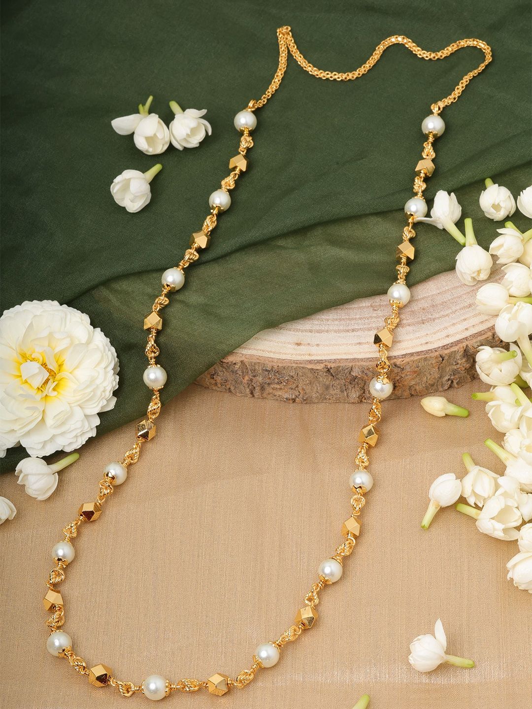ELEGANTDREAM Gold-Plated Pearls Chain