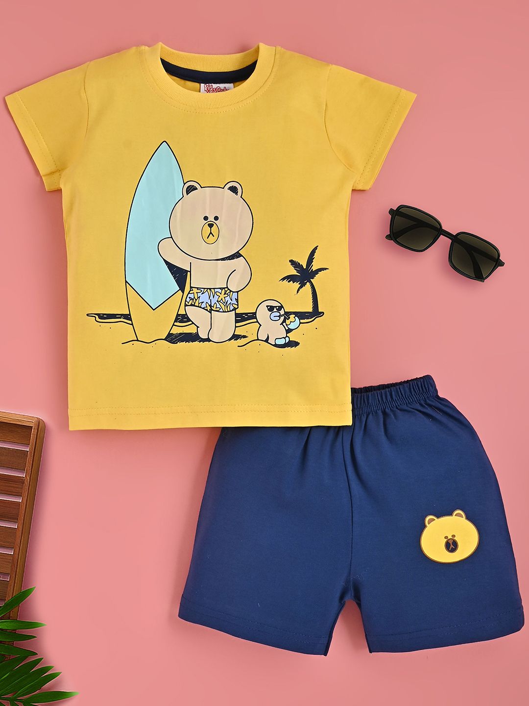 KIDSCUTE Boys Printed Short Sleeves Pure Cotton T-shirt With Shorts