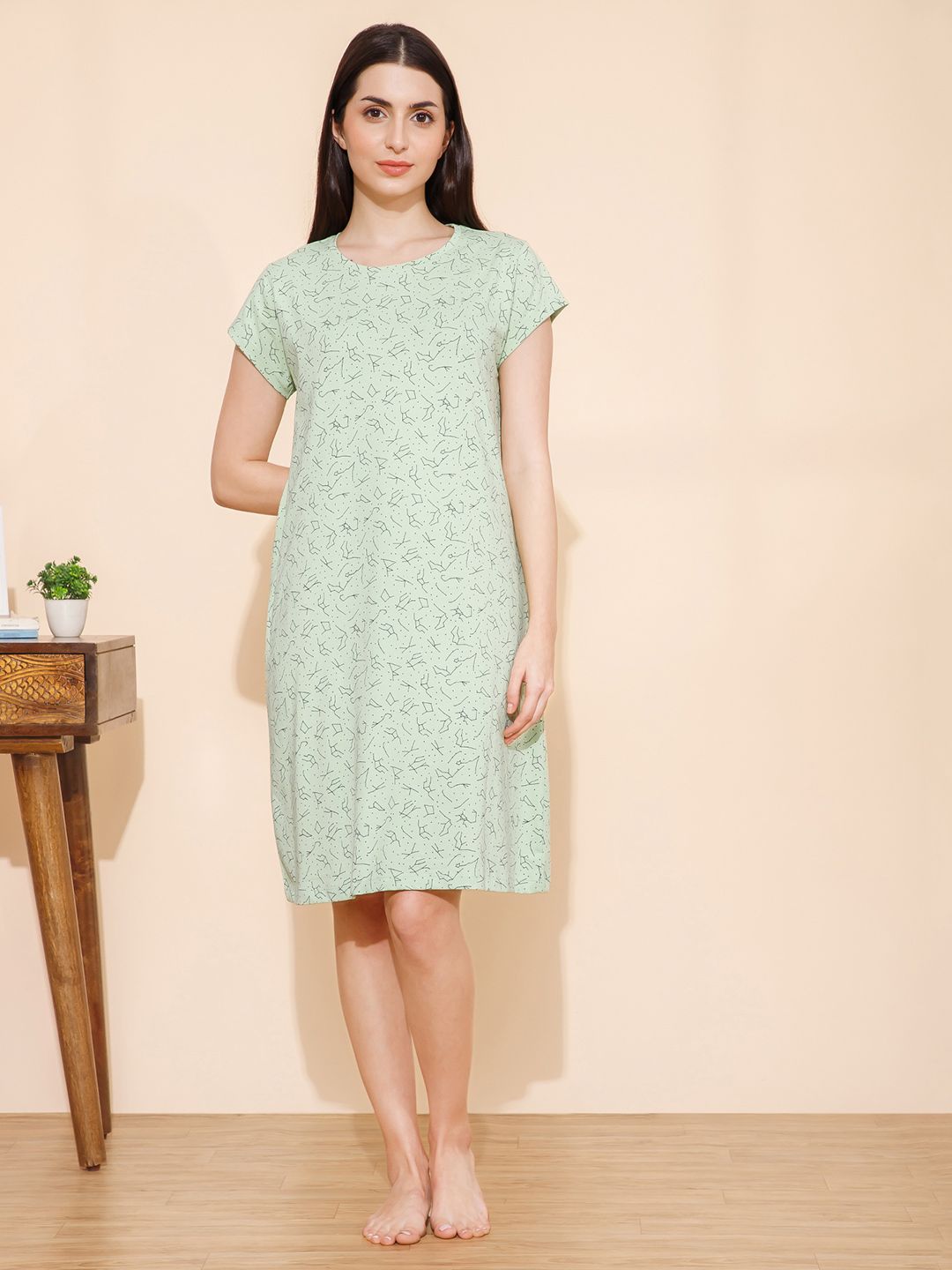 Mushy Mod Women Printed Pure Cotton Nightdress