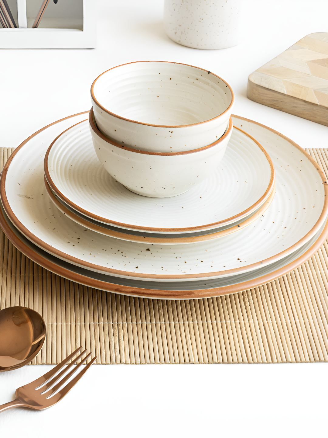 Claymistry Bone Ash-Free Off White Solid Ceramic Dishwasher and Microwave Safe 6 Piece Dinner Set