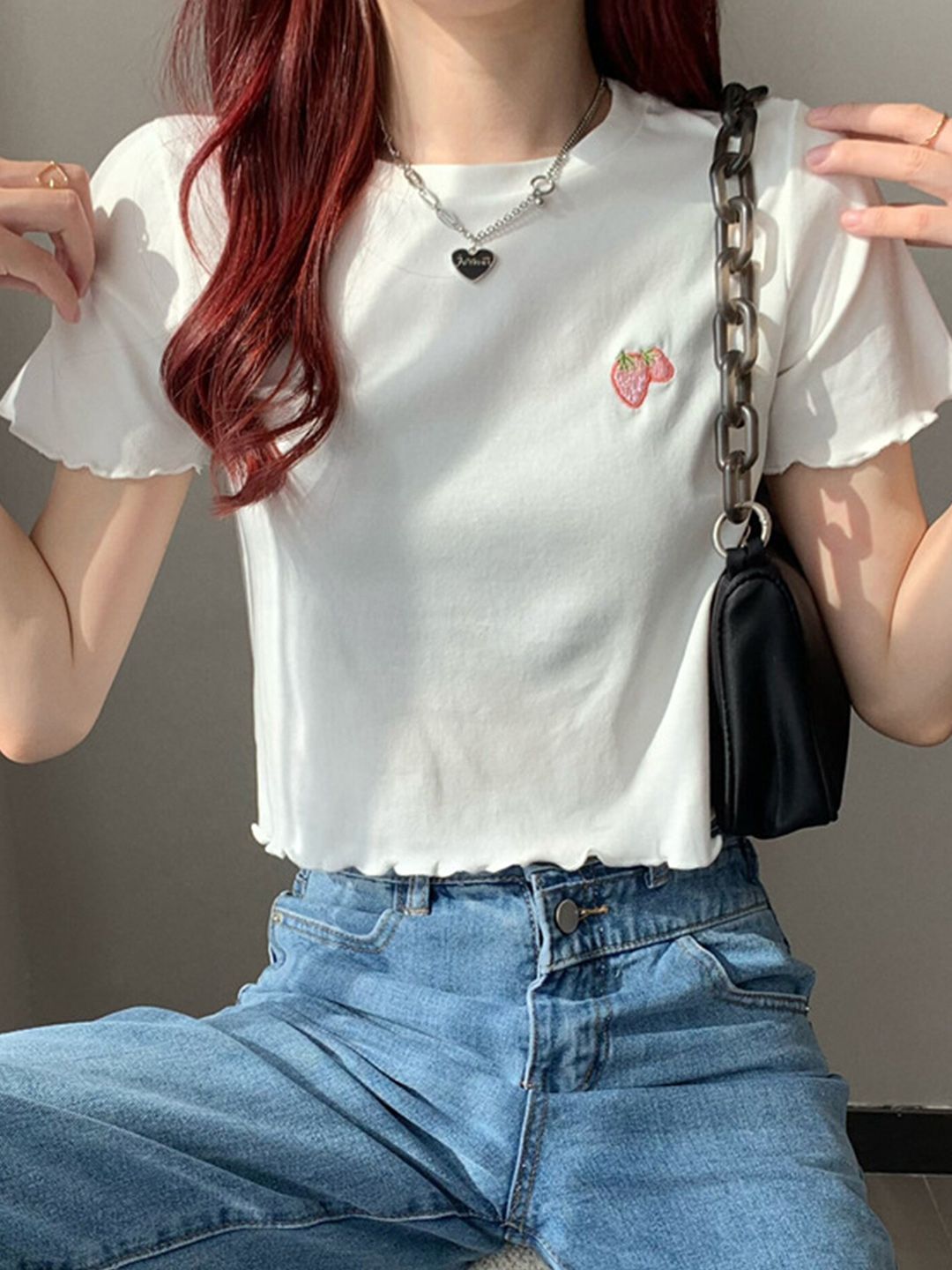 LULU & SKY Embroidered Crop Top