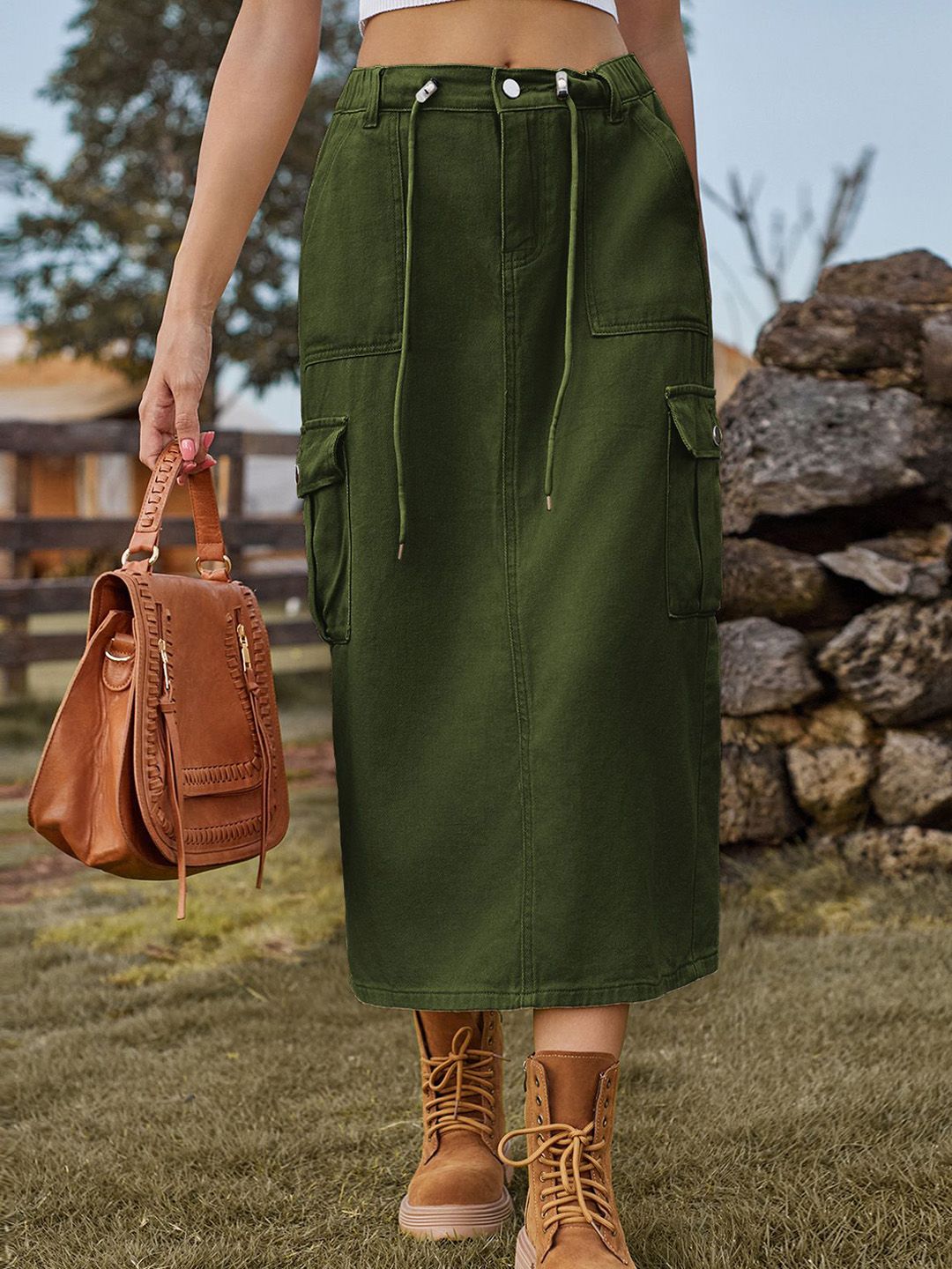 StyleCast Denim A-Line Midi Skirt