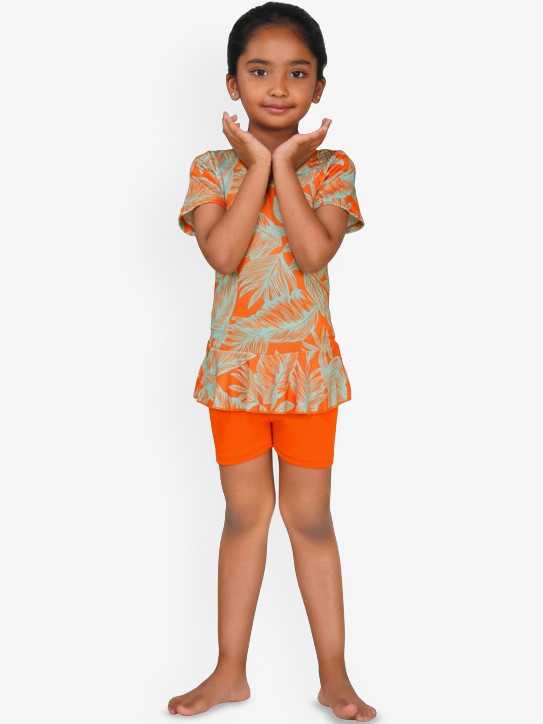 SHIFTER Girls Printed Swimsuit With Attached Shorts